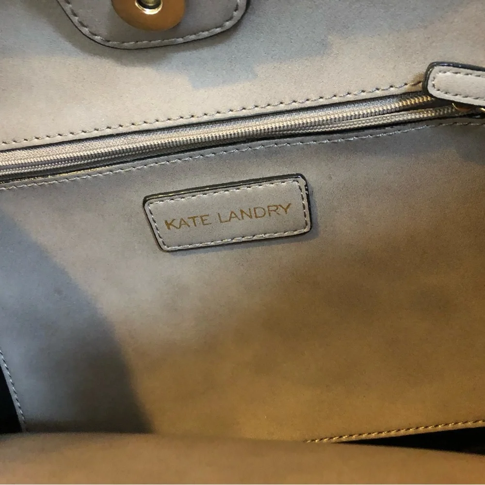 KATE LANDRY Snake Skin Bottom & Handle Leather Purse Bag